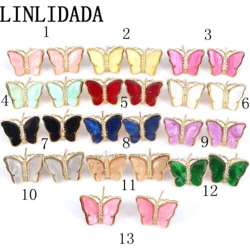 10Pairs Fashion Romantic multi color Butterfly Earrings for Women 2021 Gold Color stud Earrings Jewelry