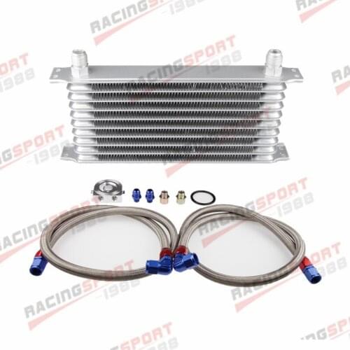 10 Row Universal Engine Transmission Oil Cooler Kit 10AN