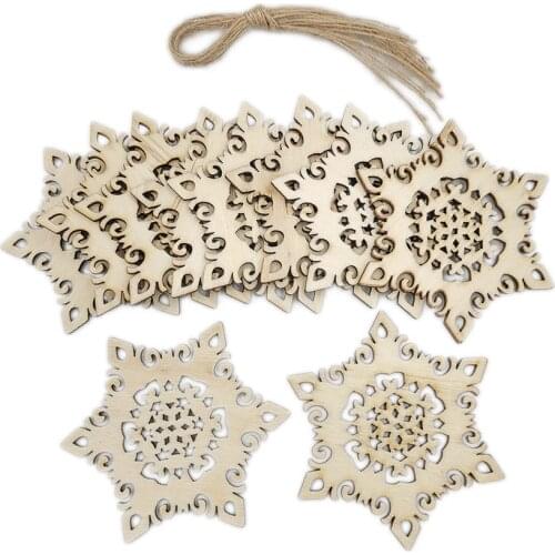 10pcs DIY Natural Christmas Wooden Pendants Ornaments For Christmas Party Xmas Tree Ornaments Kids Gifts Decoration