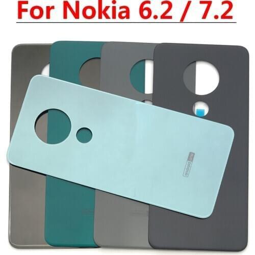 10Pcs/Lot， For Nokia 6.2 / For Nokia 7.2 Battery Door Housing Battery Glass Back Cover With Adhesive