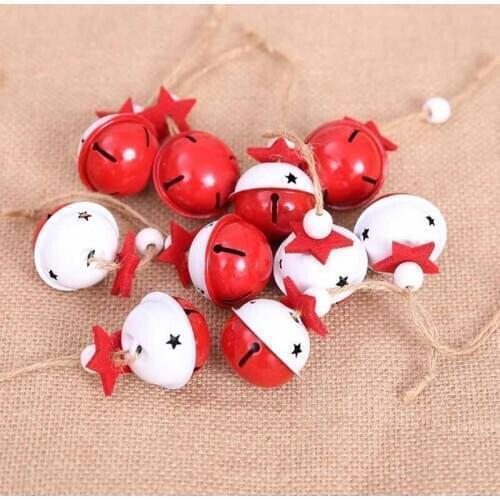 10Pcs/lot Christmas Bells Hanging Pendant Red White Bell For Christmas Tree Decoration DIY Craft Home Decoration Sounds Bell