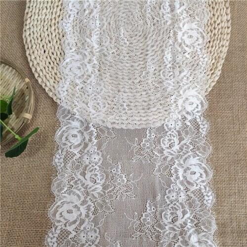 22cm stretch lace with beard eyelash white lace decorative embroidery Nigerian African lace fabric sewing material E2969