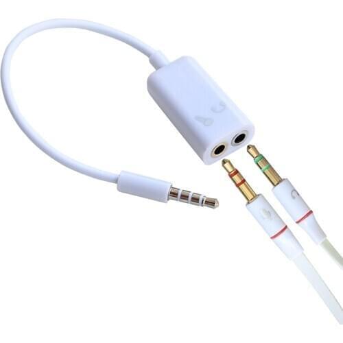 3.5mm stereo audio splitter male to headphone headset +microphone adapter for PC &cell phone Pad