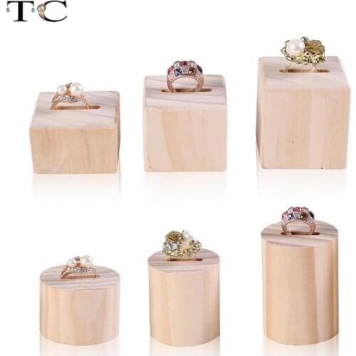 3Pcs Solid Wood Rings Storage Organizer Rack Desktop Decoration Ring Jewelry Display Holder