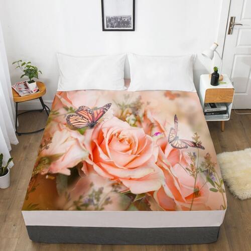3D Fitted Sheet Custom Single Double Queen Size Mattress Cover With Elastic Bed Sheet 180x200 Bedding Rose Microfiber Drop Ship