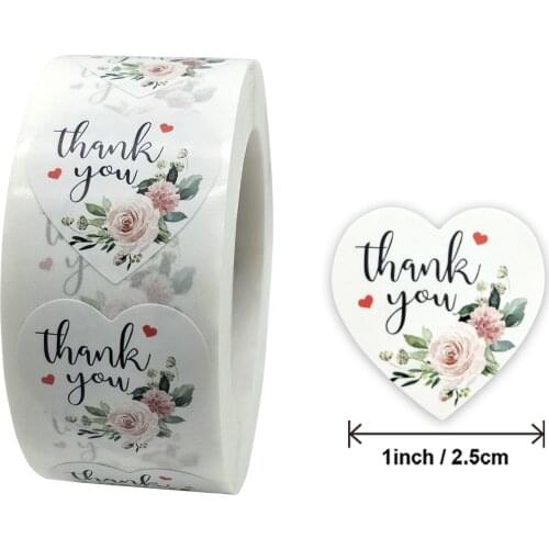 50pcs new gift sealing labels floral heart-shaped thank you baking wedding decoration stickers