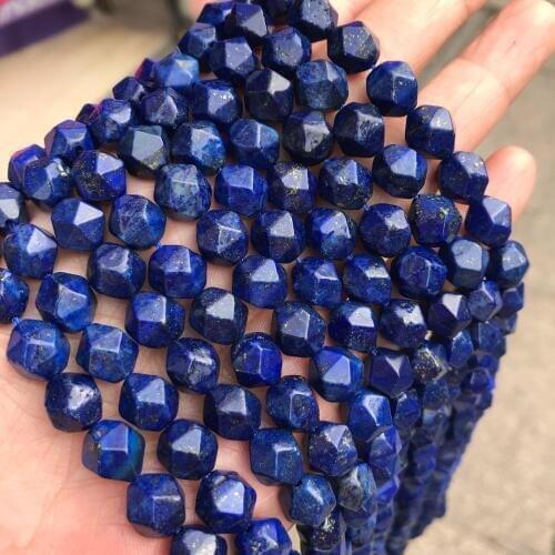6/8/10mm Big Faceted Natural Lapis Lazuli Stone Beads Charm Jewelry Making Accessories Round Loose Cutting Angle Stone Beads
