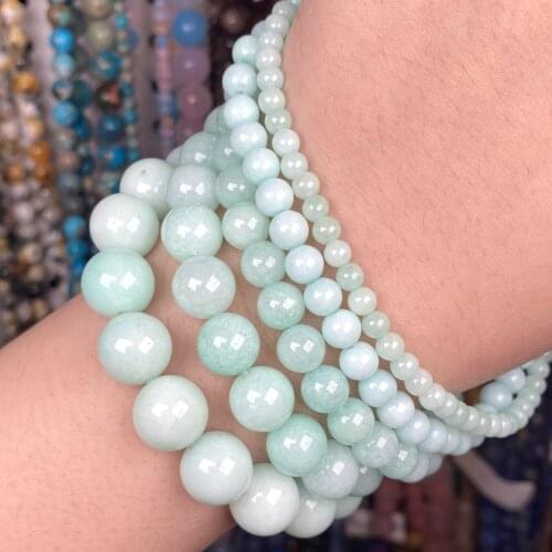 Natural Amazonite Jades Stone Round Beads Loose Spacer Beads For Jewelry Making Diy Bracelet Accessories 4-12mm 15" Wholesale