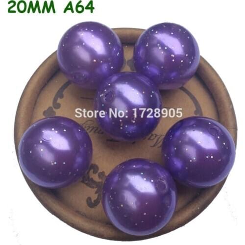 Fashion New 110pcs/lot 20mm Violet ABS Imitation Glitter Powder Pearl Beads Fit DIY Jewelry Bracelet Findings