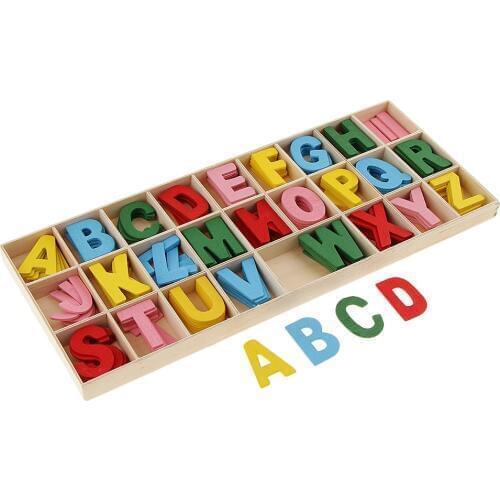 156 Pieces Wooden Alphabet Letters with Storage Tray Box Kids Educational Toys