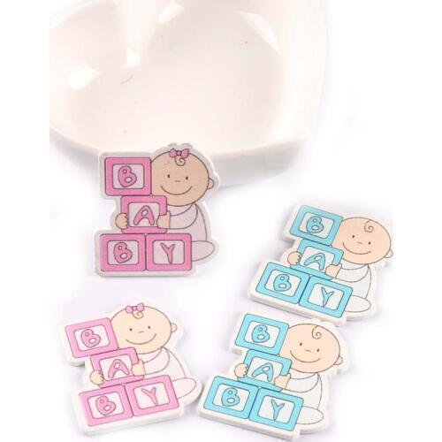 Wooden Ornaments Baby Painted Blue/pink Wood Slices Crafts DIY For Scrapbooking Handmade Home Decoration 20pcs 31x35mm M0627x