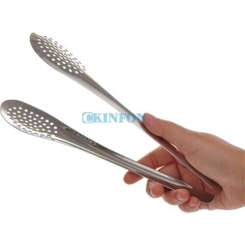 DHL 200PCS High Quality Stainless Steel Food Tong BBQ Barbecue Tool Ice Tongs Roasting Bread Clamp Salad Fruit Gripper
