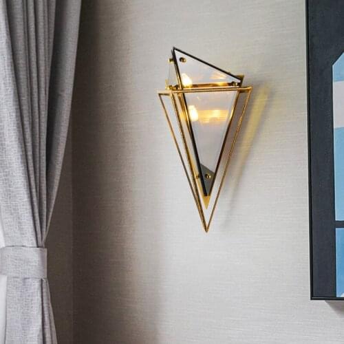 Geometric Wall Lamp PostmodernLED Corridor Aisle Creative Design nordic wall light Bedroom Bedside Villa Diamond glass wall lamp