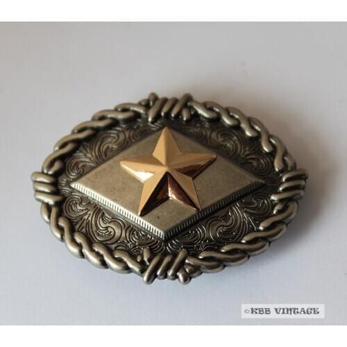 KB207) Wholesale 50pc 1-5/8'' Western Texas Star Oval Concho Saddle Tack Belt Concho Antique-Silver&Gold