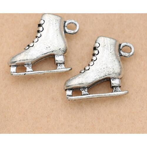 KJjewel Tibetan Silver Plated Skate Charm Pendants for Jewelry Making Bracelet Diy Jewelry Findings 20x22mm