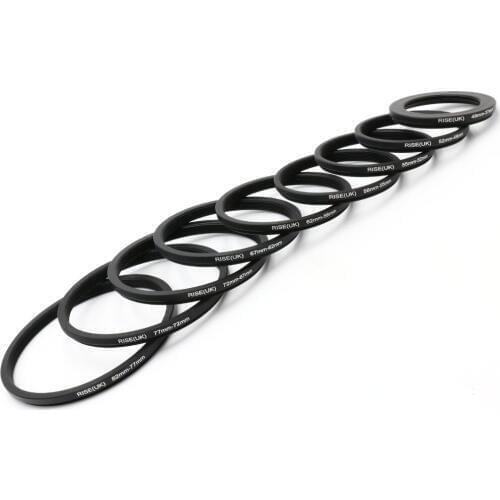 RISE(UK)9pcs 82mm - 37mm Step Down Lens Filter Ring Stepping Adapter 82 77 72 67 62 58 55 52 49 37mm Kit