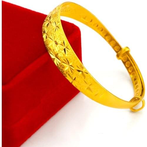 Korean Classic Gypsophila Bracelet 24K Gold Womens Wedding Engagement Jewelry Charms Hand Oranment Female New Year Gifts