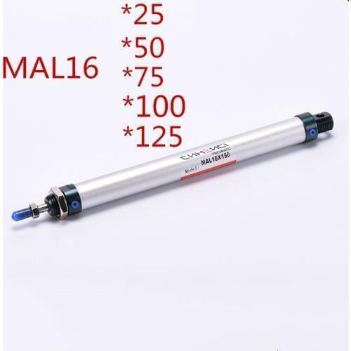 MAL16*25/*50*75*100*125 Aluminium Alloy Mini Cylinder MAL 16 Pneumatic Air Cylinder MAL16