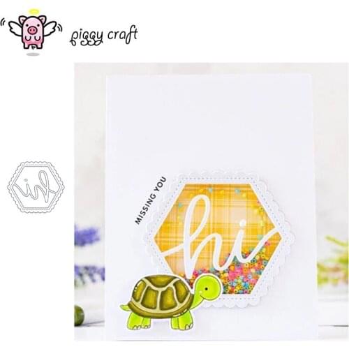 Piggy Craft metal cutting dies cut die mold Hi letter hexagon frame Scrapbook paper craft knife mould blade punch stencils dies