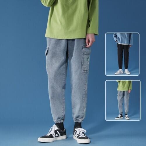 Men Oversize Jeans Streetwear Trousers Youthful Vitality Leisure Washed Jeans For Men 2021Pants