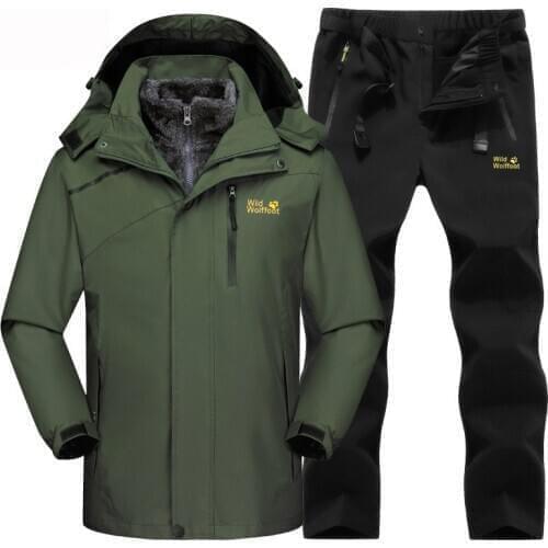 Mens 3-in-1 Ski suit Hiking Jacket softshell Pants Winter Fleece liner Windproof coat Outdoor Waterproof Mountaineering wear