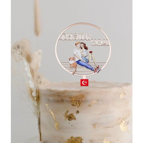 Gold Black Valentines Day Appointment Cake Toppers Acrylic Wedding Dress Cake Topper for Baby Birthday Party Cake Decorations