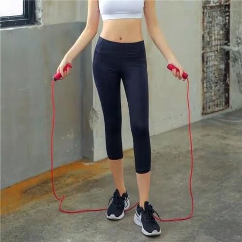 New Fitness Yoga Wear Womens Summer Fitness Cropped Pants High-Waist Hip-Lifting Breathable And Quick-Drying Fitness Pants