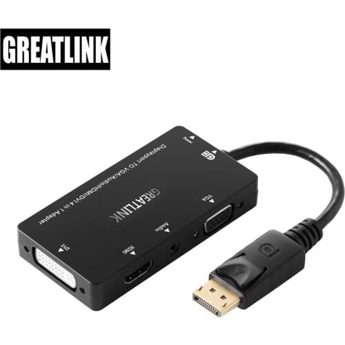 Displayport DP To HDMI Splitter DVI I 24 5 VGA Adapter Display Port 3.5 mm Audio AUX Optical Cable DVI-I Converter Thunderbolt 3