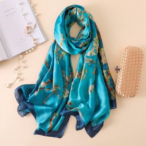 Women Silk Scarf Fashion Print Shawl Female Pashmina Stoles Winter Scarves Head Wraps Foulard Warm Bufanda Lady Hijab Bandana