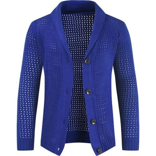 Casual Autumn Long Sleeve Solid Knit Sweater Cardigan Mens 2021 Fashion Turn-down Collar Loose Buttoned Sweaters Coat Streetwear