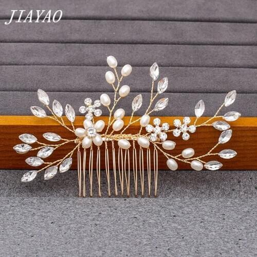 Pearl Rhinestone Hair Comb Women Accessories Light Gold Hair Comb Accessories For Women Wedding Hair Ornament Comb Headpiece