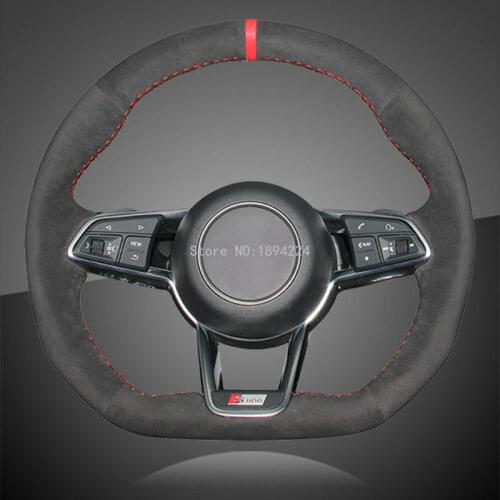 Hand Sewing Black Suede Car Steering Cover for Audi TT 2017 Car-styling