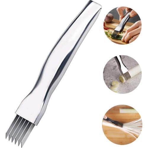 Manual Food Chopper Stainless Steel Onion Slicer Scallion Cutter Knife Vegetable Fruit Chopper Shredder Kitchen Gadget Tools