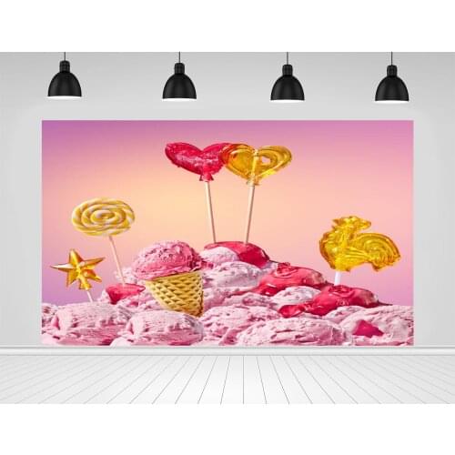 Scopiso Pink Ice Cream Candy Bar Candyland Custom Photography Background Backdrop Party Vinyl hoto Studio Props