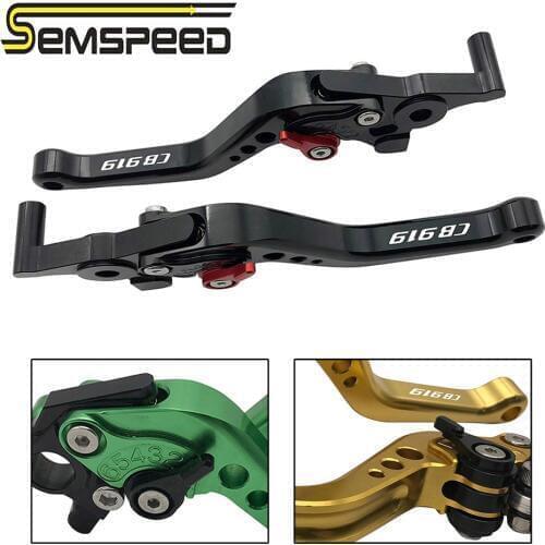 SEMSPEED CB919 LOGO Motorcycle CNC Short Brake Clutch Levers Handle Grips End For Honda CB 919 2002 2003 2004 2005 2006 2007