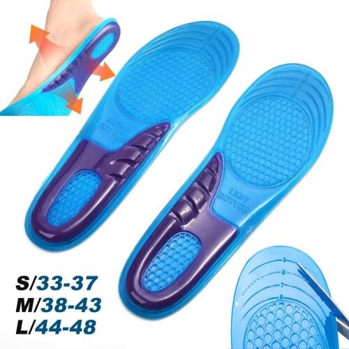 Silica Gel Orthotic Elastic Insoles Arch Support Shoe Pad Sport Running Gel Insoles Insert Cushion for Men Women Size 33-48