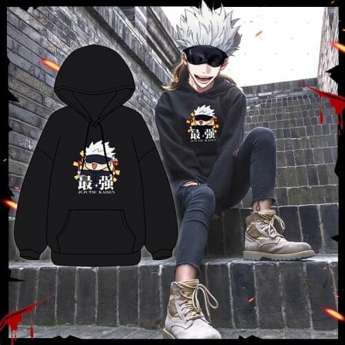 Anime Sports Sweatshirt Gojo Satoru Cosplay Costumes Jujutsu Kaisen Hoodie Cartoon Print Cotton Coat Adult Tops Halloween M-XXL