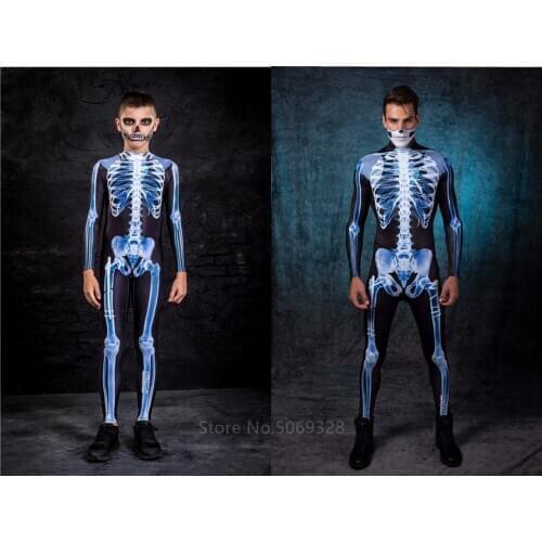 Skull Scary 2020 Halloween Costume for Kids Skeleton Adult Bone Family Horror Zombie Fancy Disguise Women Men Carnival Party