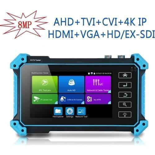 Ex-sdi 3G-sdi Cctv Tester Cvi Tvi Ahd 8MP Cvbs Analog VGA-in Cctv Surveillance Camera Tester Monitor 4K H.265 IP Camera Tester