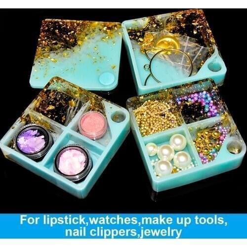 Make Your Own Rotating Cosmetic Storage Box Silicone Mold Resin Mold For DIY Crystal Epoxy Jewelry Box Mold Jewelry Gift Box