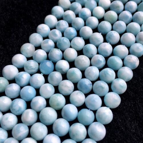 High Quality Natural Genuine Dominican Republic Sky Blue Larimar Round Loose Gems Beads 6-12mm 15" 06008