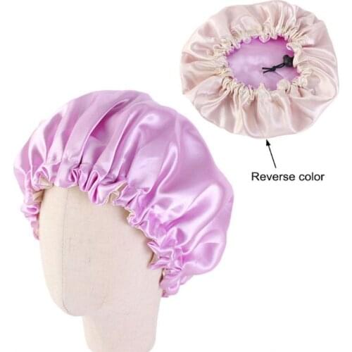 W3JF Kids Reversible Satin Bonnet Double Layer Adjustable Size Sleep Night Cap Bonnet Hat