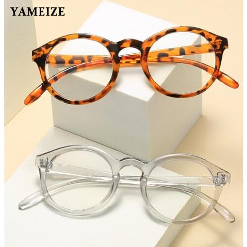 YAMEIZE Anti Blue Light Glasses Women Round Eyewear Frame Gaming Computer Glasses Female Luxury Transparent Lens Oculos Feminin
