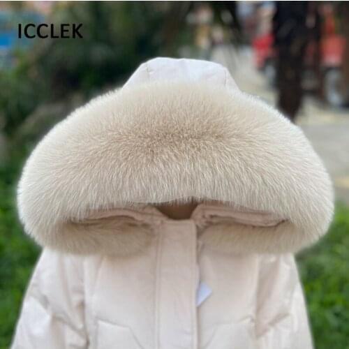 100% Real Fox Fur Collar Scarf Women Coat Hood Trim Fur Collar Luxury Fox Fur Scarves For Ladies Warm Neck Scarf Fur Shawls
