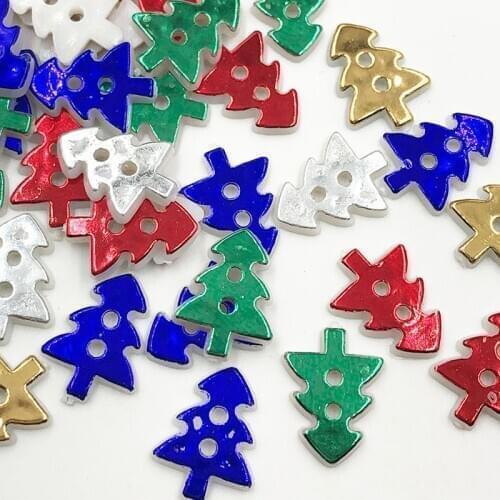 100PCS 17x13MM Christmas Tree 2 Holes Plastic Buttons Childrens Apparel Sewing Accessories DIY Scrapbooking Crafts PH335