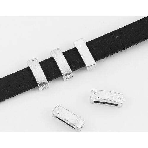 20pcs Flat Slider Beads Spacer For 10*2mm Flat Leather Cord Bracelet Bangle Jewelry Making Findings