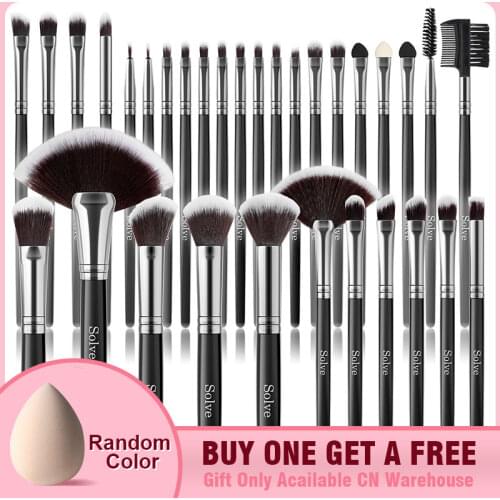 Makeup Brushes, SOLVE 32pcs Professional Makeup Brush Set High Quality Natural Synthetic Hair Makeup Brush Tools Kit