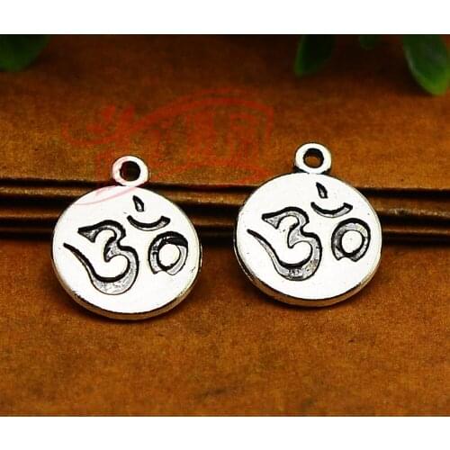 35pcs/lot--15mm, Antique silver plated Yoga OM Charms ,DIY supplies, Jewelry accessories