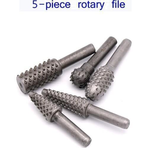 5pcs File Drill Bits Rasp Set Drill Grinder Drill Rasp For Woodworking Carving Tool 1/4" Round Shank Rotary Burr Set