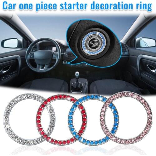 Cars One-key Engine Start Stop Ignition Push Button Switch Cover Decorative Rhinestone Diamond Crystal Ring Car Parts #W5